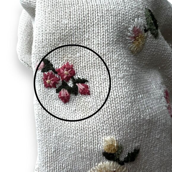 Vintage-Embroidered-Cottagecore-Twee-Flower-Sweater-Cardigan-Women's-Size 14/16 - Picture 9 of 10